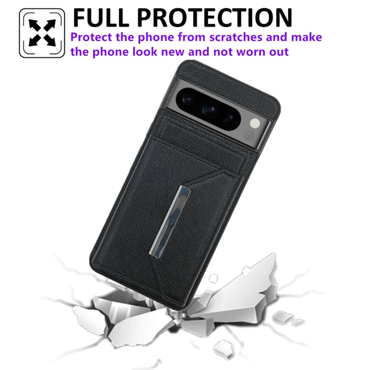 For Google Pixel 9 Pro XL Solid Color Metal Buckle Card Slots Bag Phone Case(Black) - Google Cases by PMC TechLife | Online Shopping South Africa | PMC TechLife | Buy Now Pay Later Mobicred