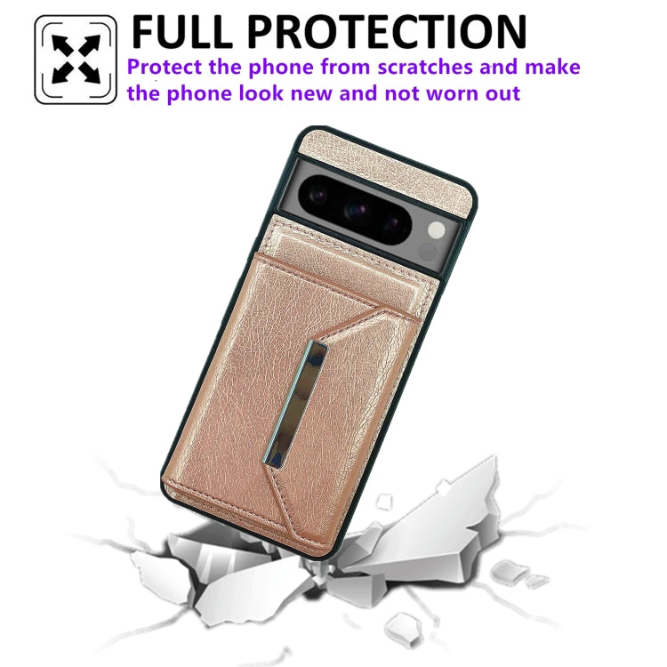 For Google Pixel 9 Pro XL Solid Color Metal Buckle Card Slots Bag Phone Case(Rose Gold) - Google Cases by PMC TechLife | Online Shopping South Africa | PMC TechLife | Buy Now Pay Later Mobicred