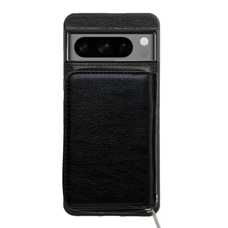 For Google Pixel 9 Pro XL Solid Color Zipper 11-Card Slots Bag Phone Case with Lanyard(Black) - Google Cases by PMC TechLife | Online Shopping South Africa | PMC TechLife | Buy Now Pay Later Mobicred