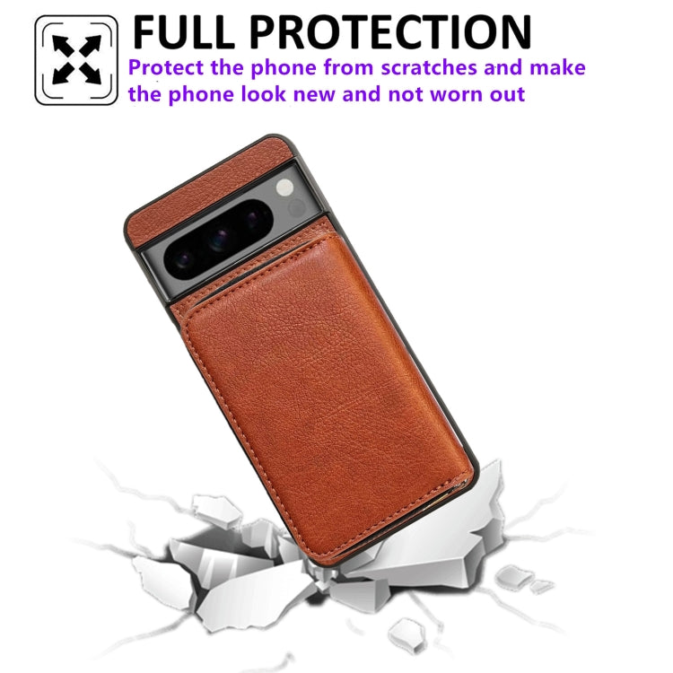 For Google Pixel 9 Pro XL Solid Color Zipper 11-Card Slots Bag Phone Case with Lanyard(Brown) - Google Cases by PMC TechLife | Online Shopping South Africa | PMC TechLife | Buy Now Pay Later Mobicred