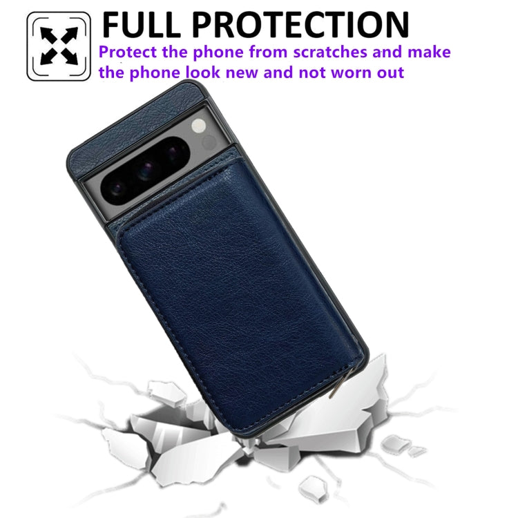 For Google Pixel 9 / 9 Pro Solid Color Zipper 11-Card Slots Bag Phone Case with Lanyard(Blue) - Google Cases by PMC TechLife | Online Shopping South Africa | PMC TechLife | Buy Now Pay Later Mobicred