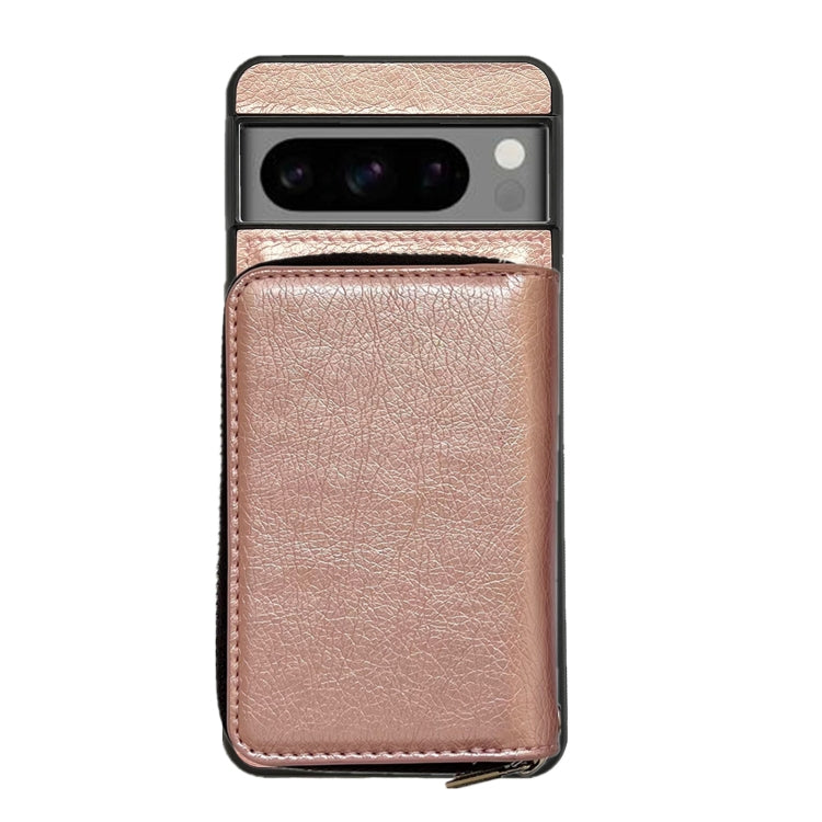 For Google Pixel 8 Pro Solid Color Zipper 11-Card Slots Bag Phone Case with Lanyard(Rose Gold) - Google Cases by PMC TechLife | Online Shopping South Africa | PMC TechLife | Buy Now Pay Later Mobicred