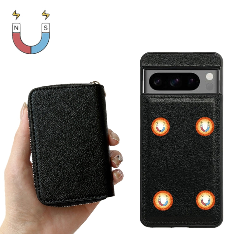 For Google Pixel 8 Solid Color Zipper 11-Card Slots Bag Phone Case with Lanyard(Black) - Google Cases by PMC TechLife | Online Shopping South Africa | PMC TechLife | Buy Now Pay Later Mobicred
