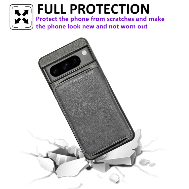 For Google Pixel 7 Solid Color Zipper 11-Card Slots Bag Phone Case with Lanyard(Grey) - Google Cases by PMC TechLife | Online Shopping South Africa | PMC TechLife | Buy Now Pay Later Mobicred