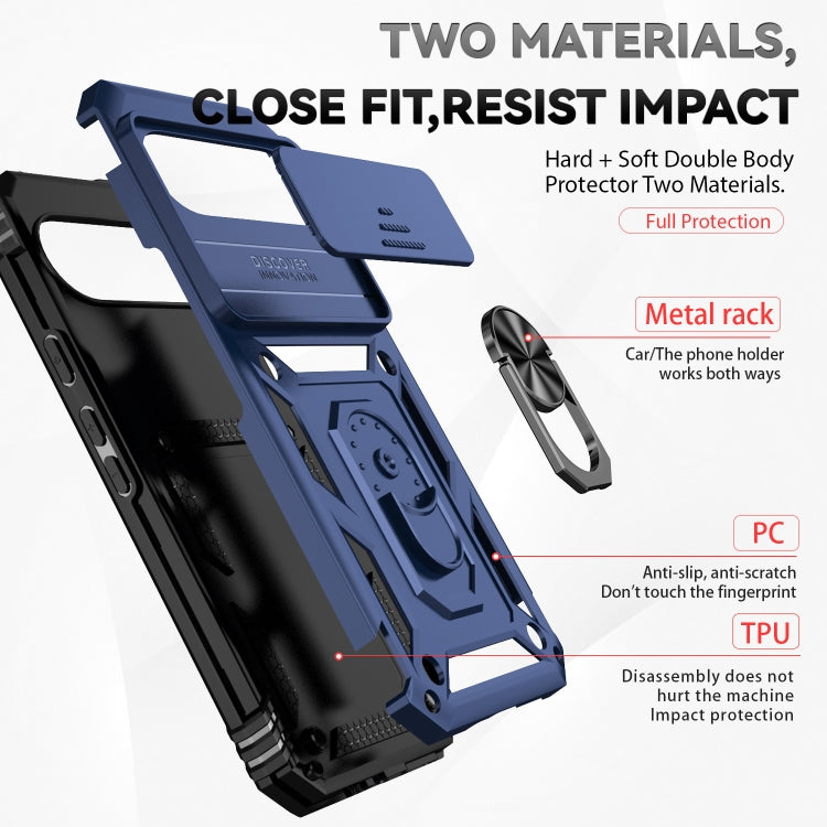 For Google Pixel 9 Pro Sliding Camshield Holder Phone Case(Blue) - Google Cases by PMC TechLife | Online Shopping South Africa | PMC TechLife | Buy Now Pay Later Mobicred