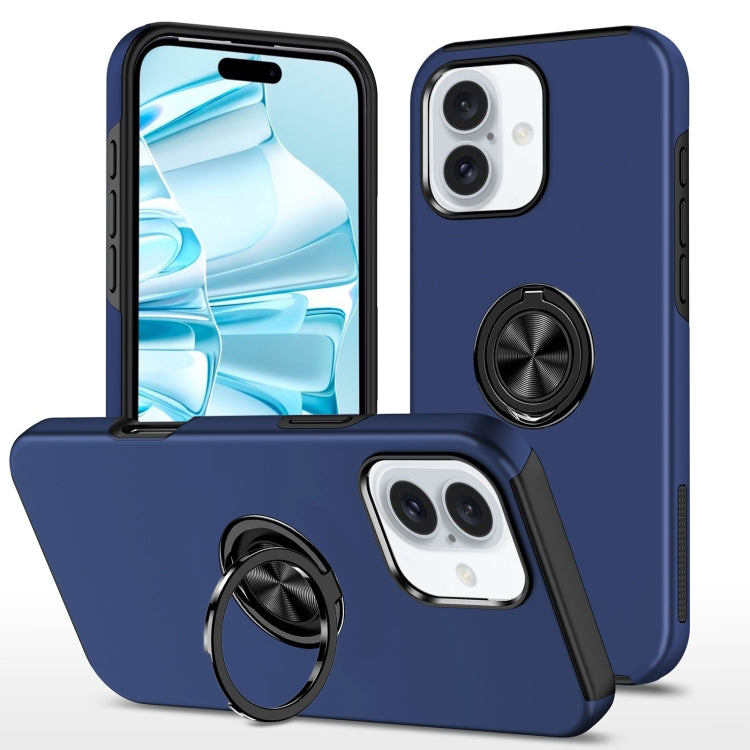 For iPhone 16 Magnetic Ring Holder Phone Case(Navy Blue) - iPhone 16 Cases by PMC Jewellery | Online Shopping South Africa | PMC Jewellery | Buy Now Pay Later Mobicred