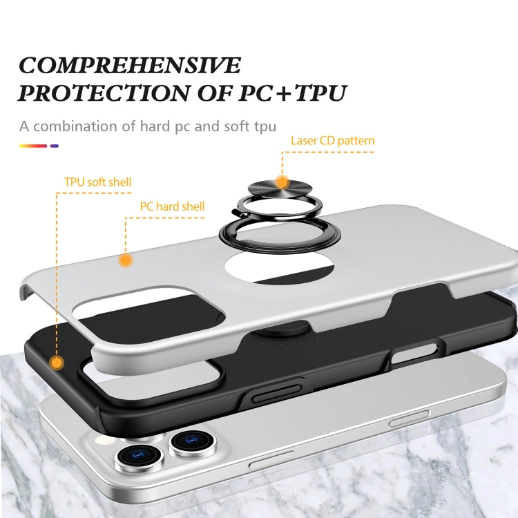 For iPhone 16 Magnetic Ring Holder Phone Case(Silver) - iPhone 16 Cases by PMC TechLife | Online Shopping South Africa | PMC TechLife | Buy Now Pay Later Mobicred