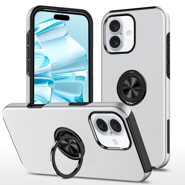 For iPhone 16 Plus Magnetic Ring Holder Phone Case(Silver) - iPhone 16 Plus Cases by PMC TechLife | Online Shopping South Africa | PMC TechLife | Buy Now Pay Later Mobicred