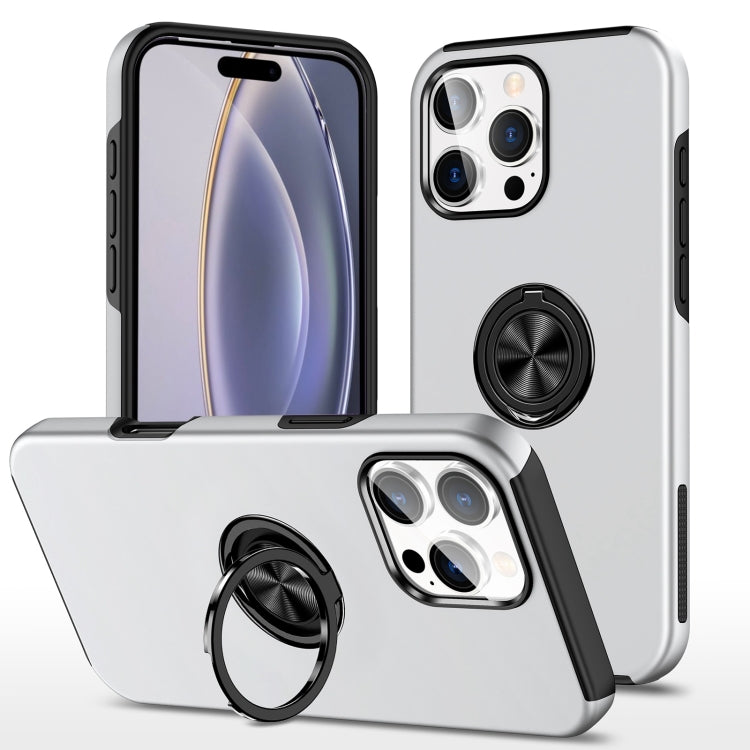 For iPhone 16 Pro Max Magnetic Ring Holder Phone Case(Silver) - iPhone 16 Pro Max Cases by PMC TechLife | Online Shopping South Africa | PMC TechLife | Buy Now Pay Later Mobicred