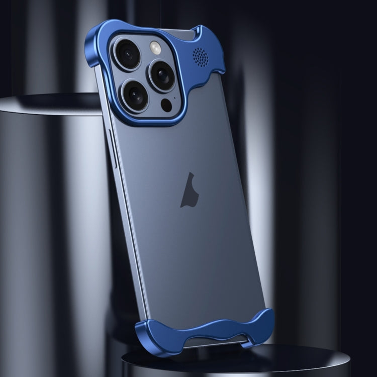 For iPhone 16 Plus Aromatherapy Alloy Frameless Phone Case(Blue) - free shipping - PMC Jewellery - Order now!