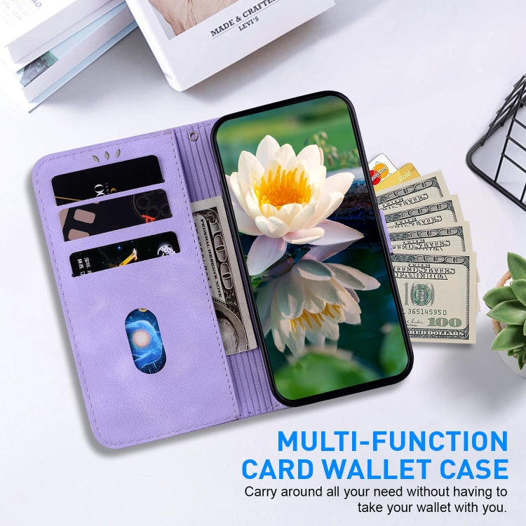 For iPhone 16e Lotus Embossed Leather Phone Case(Purple) - iPhone 16e Cases by PMC TechLife | Online Shopping South Africa | PMC TechLife | Buy Now Pay Later Mobicred