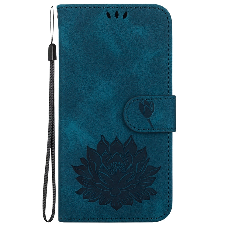 For iPhone 16 Lotus Embossed Leather Phone Case(Dark Blue) - free shipping - PMC TechLife - Order now!