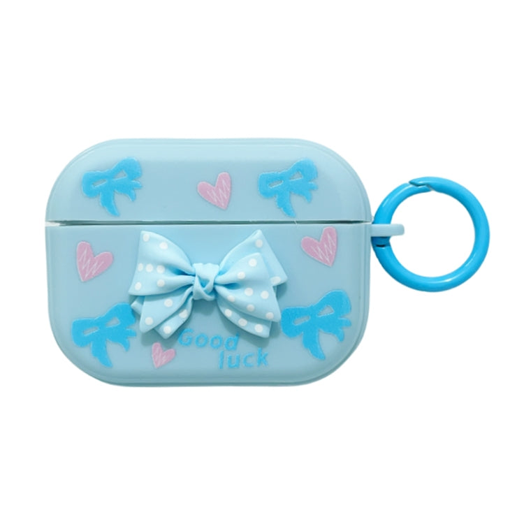 For AirPods Pro 3D Dot Bowknot Bluetooth Earphone Protective Case(Blue) - For AirPods Pro by PMC Jewellery | Online Shopping South Africa | PMC Jewellery | Buy Now Pay Later Mobicred