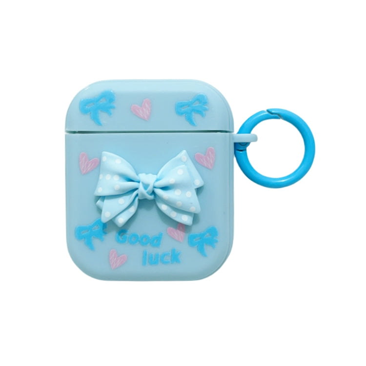 For AirPods 2 / 1 3D Dot Bowknot Bluetooth Earphone Protective Case(Blue) - For AirPods 1/2 by PMC Jewellery | Online Shopping South Africa | PMC Jewellery | Buy Now Pay Later Mobicred