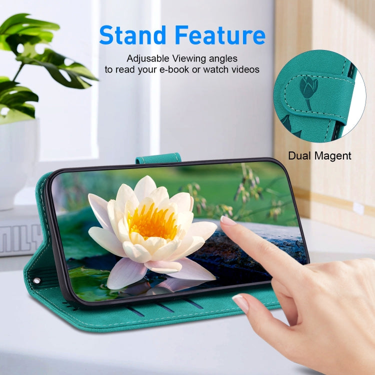 For Google Pixel 9 Pro Lotus Embossed Leather Phone Case(Green) - Google Cases by PMC TechLife | Online Shopping South Africa | PMC TechLife | Buy Now Pay Later Mobicred