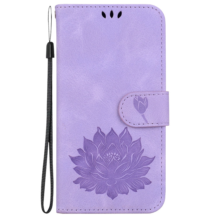 For Google Pixel 9 Pro Lotus Embossed Leather Phone Case(Purple) - Google Cases by PMC Jewellery | Online Shopping South Africa | PMC Jewellery | Buy Now Pay Later Mobicred