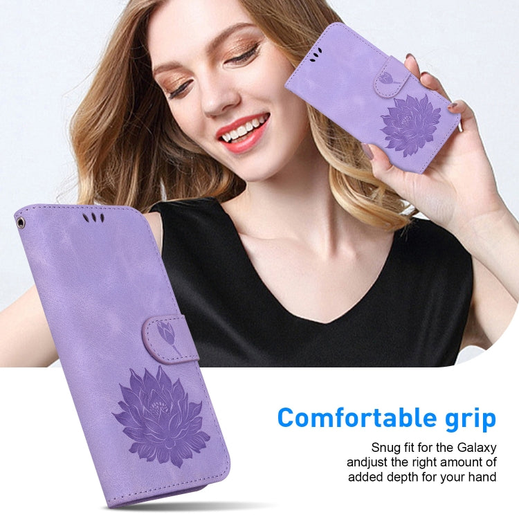 For Tecno Spark G0 2024 / Spark 20 Lotus Embossed Leather Phone Case(Purple) - Tecno Cases by PMC Jewellery | Online Shopping South Africa | PMC Jewellery | Buy Now Pay Later Mobicred