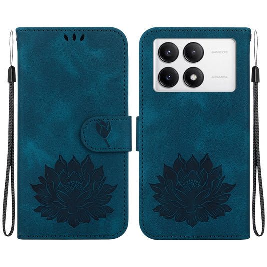 For Redmi K70 / K70 Pro Lotus Embossed Leather Phone Case(Dark Blue) - K70 Cases by PMC Jewellery | Online Shopping South Africa | PMC Jewellery | Buy Now Pay Later Mobicred