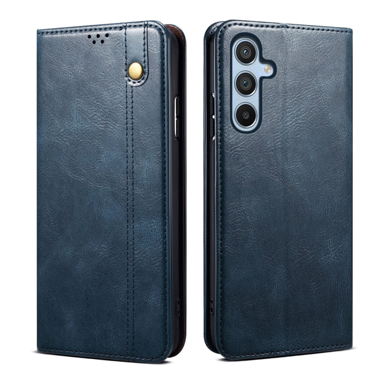 For Samsung Galaxy S25+ 5G Oil Wax Crazy Horse Texture Leather Phone Case(Blue) - Galaxy S25+ 5G Cases by PMC Jewellery | Online Shopping South Africa | PMC Jewellery | Buy Now Pay Later Mobicred