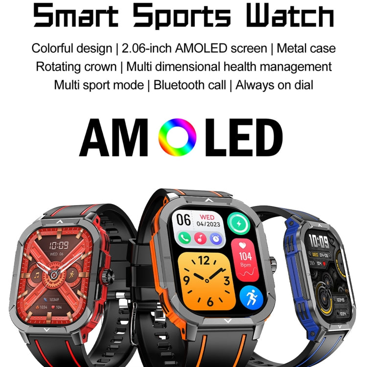 LEMFO HK56 2.06 inch BT5.3 IP68 Sport Smart Watch, Support Bluetooth Call / Message Notification / Heart Rate / Blood Pressure Health Monitor(Orange) - Smart Watches by LEMFO | Online Shopping South Africa | PMC Jewellery | Buy Now Pay Later Mobicred