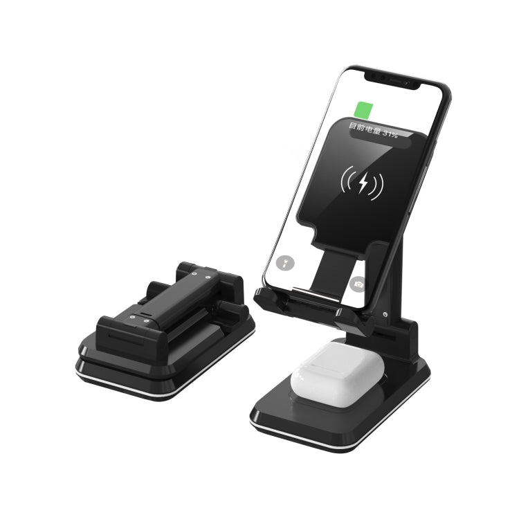 T6 2 in 1 Portable Folding Stand Wireless Charging, Style:Double Charge(Black) - Wireless Charger by PMC Jewellery | Online Shopping South Africa | PMC Jewellery | Buy Now Pay Later Mobicred