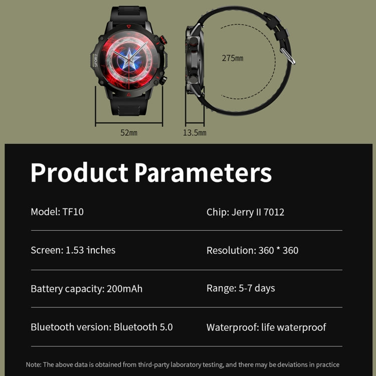 LEMFO TF10 Pro 1.53 inch BT5.2 IP67 Sport Smart Watch, Support Bluetooth Call / Sleep / Blood Oxygen / Heart Rate / Long Sitting Health Monitor(Black) - Smart Watches by LEMFO | Online Shopping South Africa | PMC Jewellery | Buy Now Pay Later Mobicred