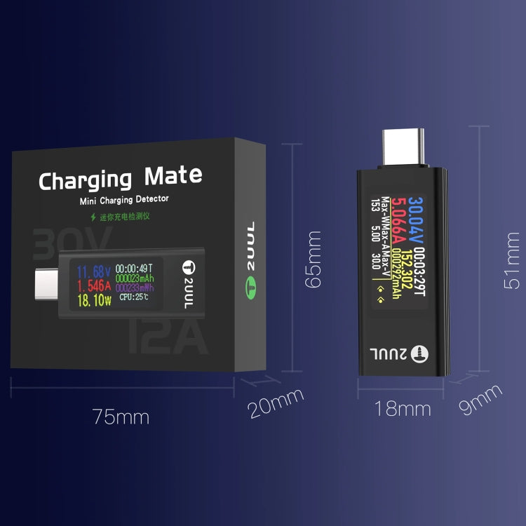 2UUL Charging Mate Type-C Mini Charging Detector with Bidirectional Current Test - Test Tools by 2UUL | Online Shopping South Africa | PMC TechLife | Buy Now Pay Later Mobicred