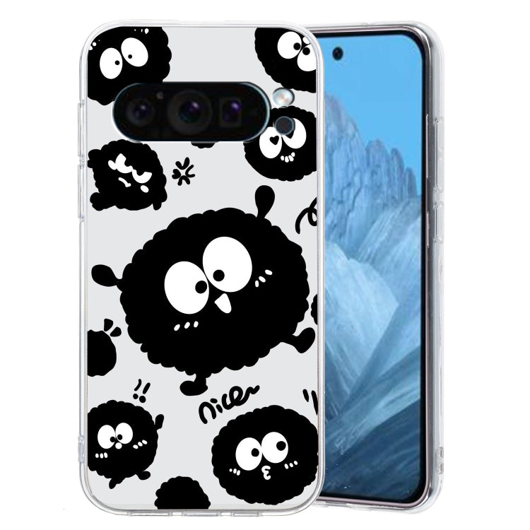 For Google Pixel 9 Colored Drawing Pattern Transparent TPU Phone Case(Black Eye) - Google Cases by PMC TechLife | Online Shopping South Africa | PMC TechLife | Buy Now Pay Later Mobicred