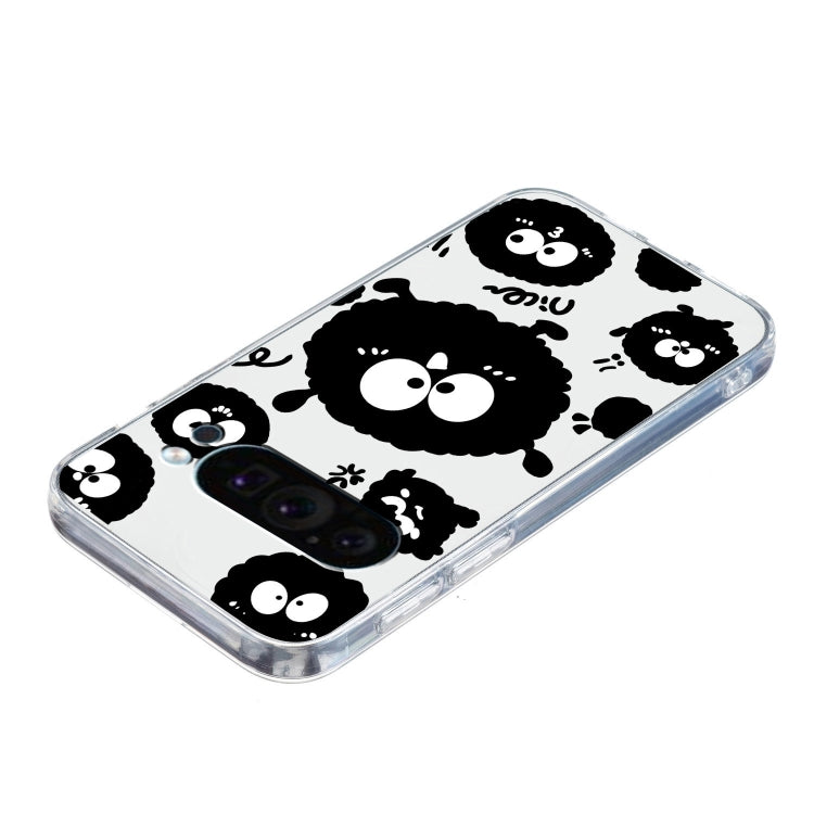 For Google Pixel 9 Colored Drawing Pattern Transparent TPU Phone Case(Black Eye) - Google Cases by PMC TechLife | Online Shopping South Africa | PMC TechLife | Buy Now Pay Later Mobicred