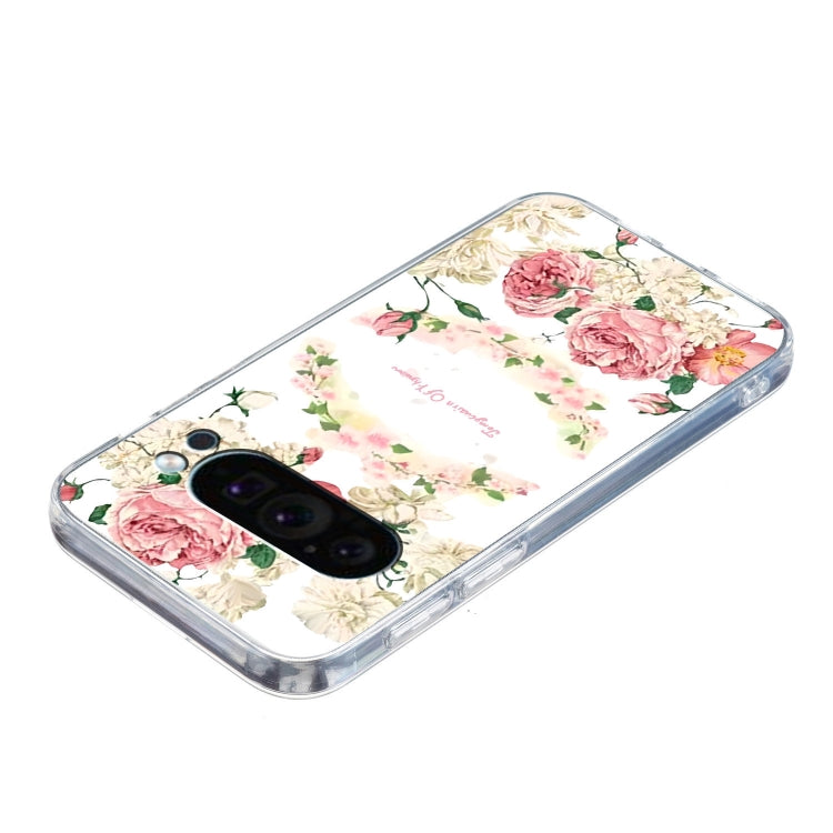 For Google Pixel 9 Colored Drawing Pattern Transparent TPU Phone Case(Rose) - Google Cases by PMC TechLife | Online Shopping South Africa | PMC TechLife | Buy Now Pay Later Mobicred