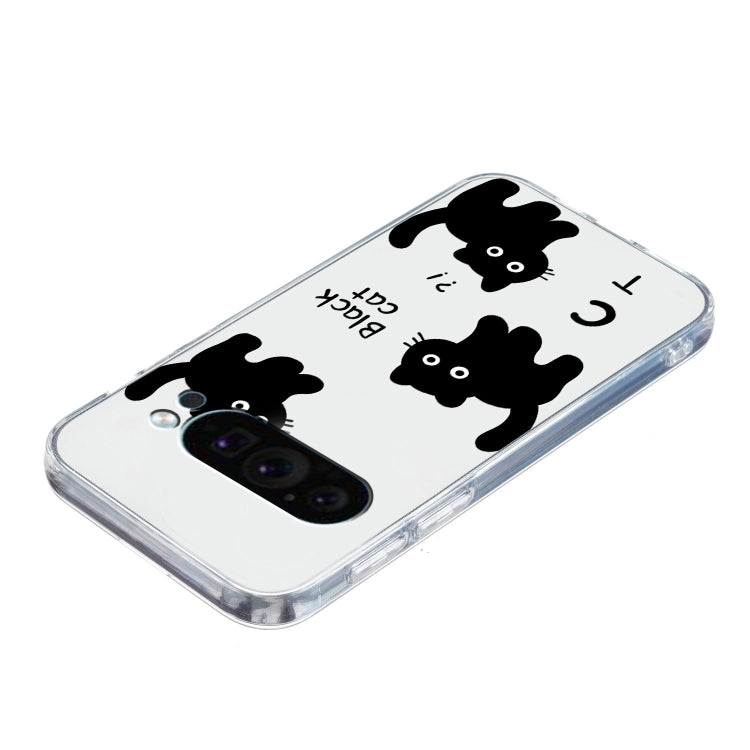 For Google Pixel 9 Colored Drawing Pattern Transparent TPU Phone Case(Black Cat) - Google Cases by PMC TechLife | Online Shopping South Africa | PMC TechLife | Buy Now Pay Later Mobicred