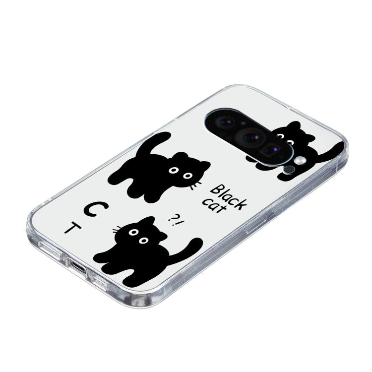 For Google Pixel 9 Colored Drawing Pattern Transparent TPU Phone Case(Black Cat) - Google Cases by PMC TechLife | Online Shopping South Africa | PMC TechLife | Buy Now Pay Later Mobicred