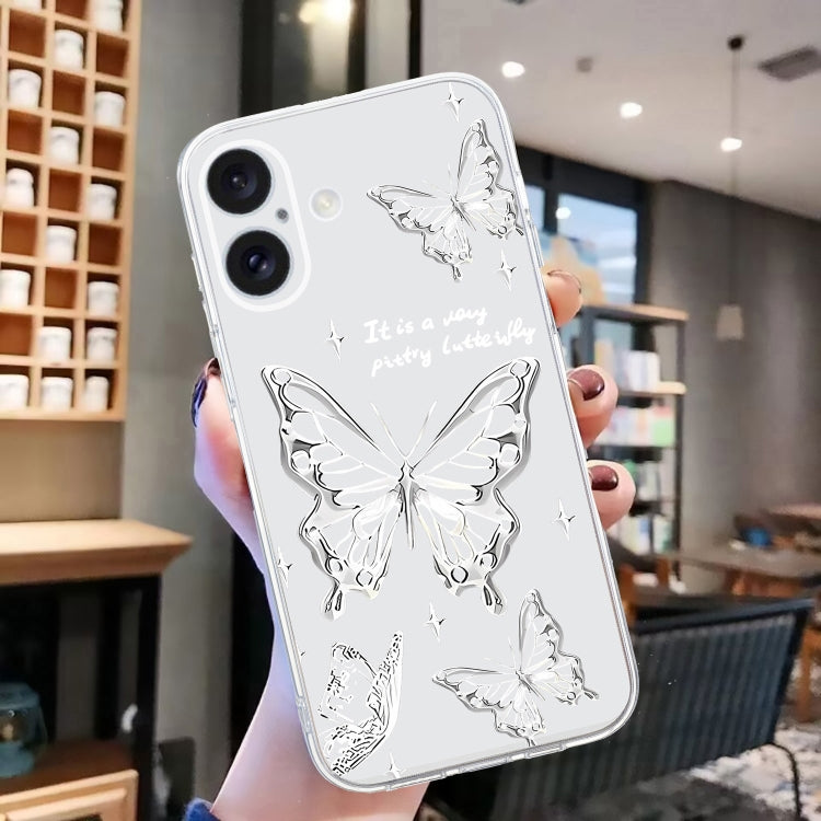 For iPhone 16 Colored Drawing Pattern Transparent TPU Phone Case(Butterflies) - iPhone 16 Cases by PMC TechLife | Online Shopping South Africa | PMC TechLife | Buy Now Pay Later Mobicred