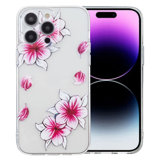 For iPhone 16 Pro Max Colored Drawing Pattern Transparent TPU Phone Case(Sakura) - iPhone 16 Pro Max Cases by PMC Jewellery | Online Shopping South Africa | PMC Jewellery | Buy Now Pay Later Mobicred