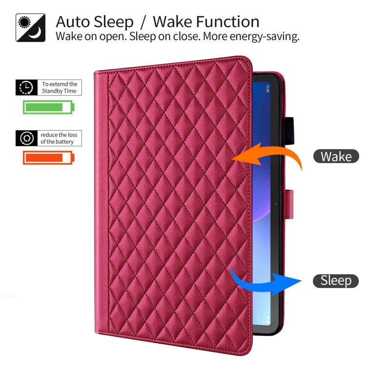 For Lenovo Tab M10 Plus 10.6 3rd Gen Rhombus Lattice Leather Smart Tablet Case(Red) - Lenovo by PMC TechLife | Online Shopping South Africa | PMC TechLife | Buy Now Pay Later Mobicred