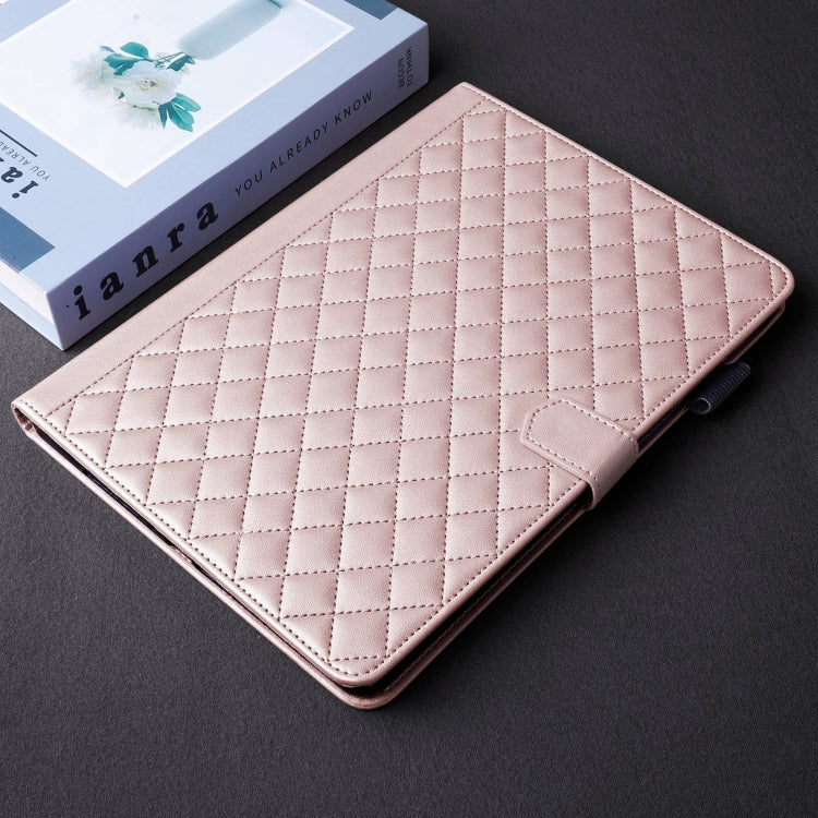 For Lenovo Tab M10 Plus 10.6 3rd Gen Rhombus Lattice Leather Smart Tablet Case(Rose Gold) - Lenovo by PMC TechLife | Online Shopping South Africa | PMC TechLife | Buy Now Pay Later Mobicred