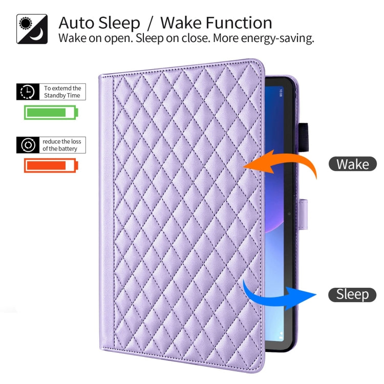 For Lenovo Tab M10 Plus 10.6 3rd Gen Rhombus Lattice Leather Smart Tablet Case(Purple) - Lenovo by PMC TechLife | Online Shopping South Africa | PMC TechLife | Buy Now Pay Later Mobicred