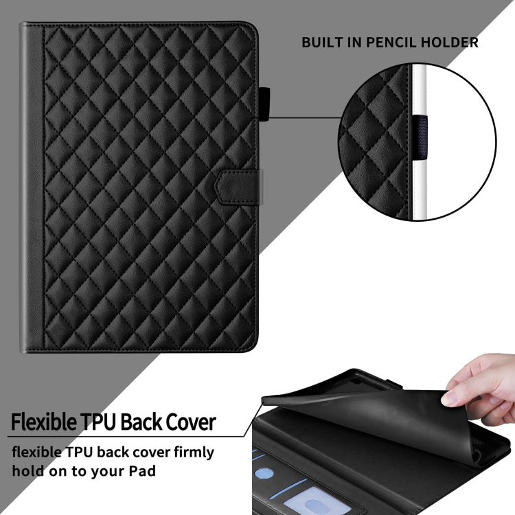 For Lenovo Tab M10 Plus 10.6 3rd Gen Rhombus Lattice Leather Smart Tablet Case(Black) - free shipping - PMC TechLife - Order now!