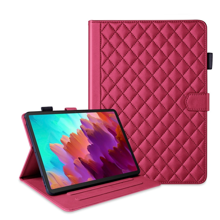 For Lenovo Xiaoxin Pad Pro 12.7 2023 Rhombus Lattice Leather Tablet Case(Red) - Lenovo by PMC TechLife | Online Shopping South Africa | PMC TechLife | Buy Now Pay Later Mobicred