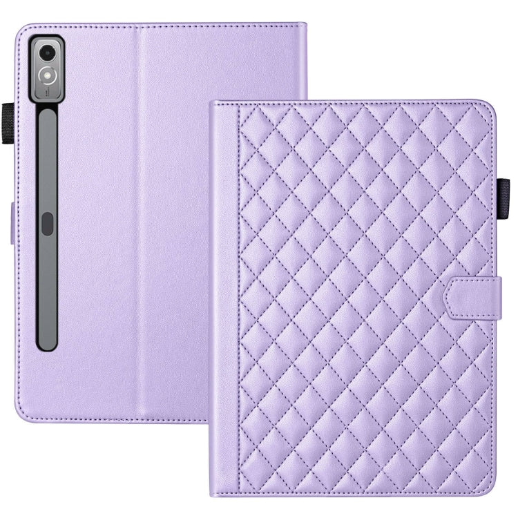 For Lenovo Xiaoxin Pad Pro 12.7 2023 Rhombus Lattice Leather Tablet Case(Purple) - Lenovo by PMC TechLife | Online Shopping South Africa | PMC TechLife | Buy Now Pay Later Mobicred