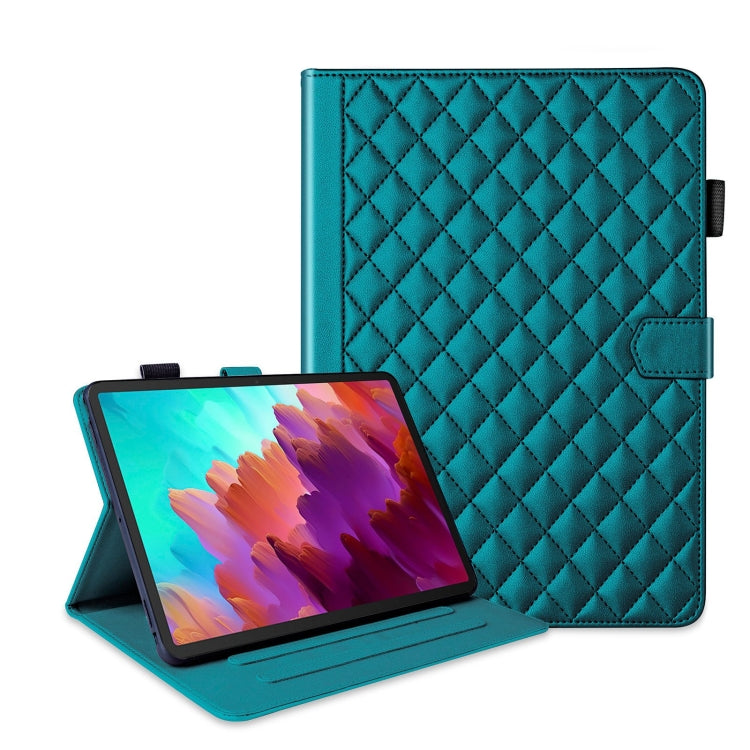 For Lenovo Xiaoxin Pad Pro 12.7 2023 Rhombus Lattice Leather Tablet Case(Dark Green) - Lenovo by PMC TechLife | Online Shopping South Africa | PMC TechLife | Buy Now Pay Later Mobicred