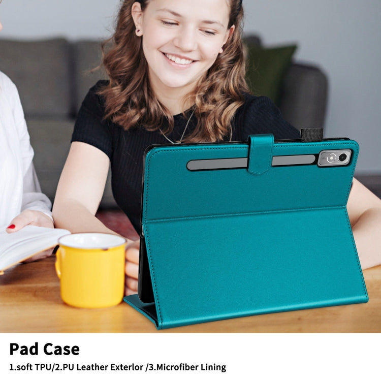 For Lenovo Xiaoxin Pad Pro 12.7 2023 Rhombus Lattice Leather Tablet Case(Dark Green) - Lenovo by PMC TechLife | Online Shopping South Africa | PMC TechLife | Buy Now Pay Later Mobicred