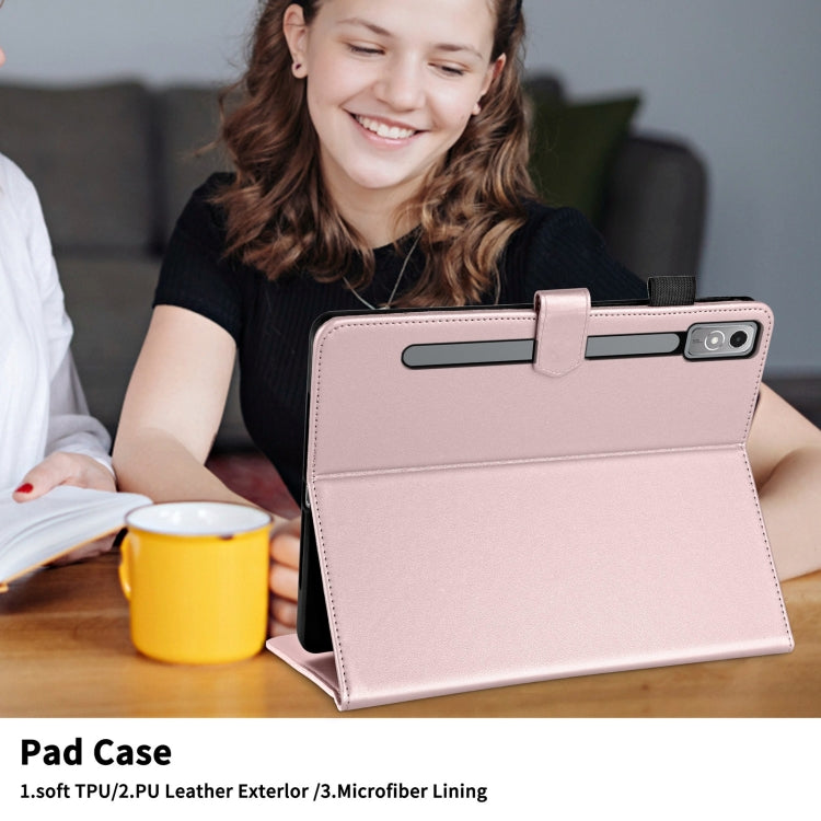 For Lenovo Xiaoxin Pad Pro 11.5 2023 Rhombus Lattice Leather Tablet Case(Rose Gold) - Lenovo by PMC TechLife | Online Shopping South Africa | PMC TechLife | Buy Now Pay Later Mobicred
