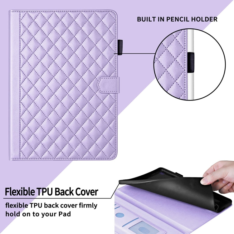 For Lenovo Tab P11 Gen 2 Rhombus Lattice Leather Tablet Case(Purple) - Lenovo by PMC TechLife | Online Shopping South Africa | PMC TechLife | Buy Now Pay Later Mobicred