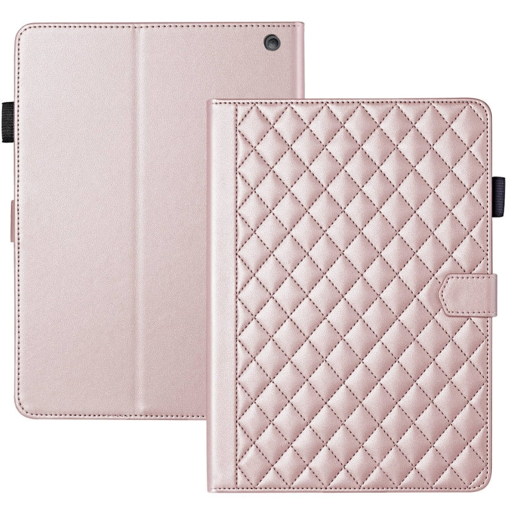 For Amazon Kindle Fire HD10 2023 Rhombus Lattice Leather Tablet Case(Rose Gold) - Amazon by PMC TechLife | Online Shopping South Africa | PMC TechLife | Buy Now Pay Later Mobicred