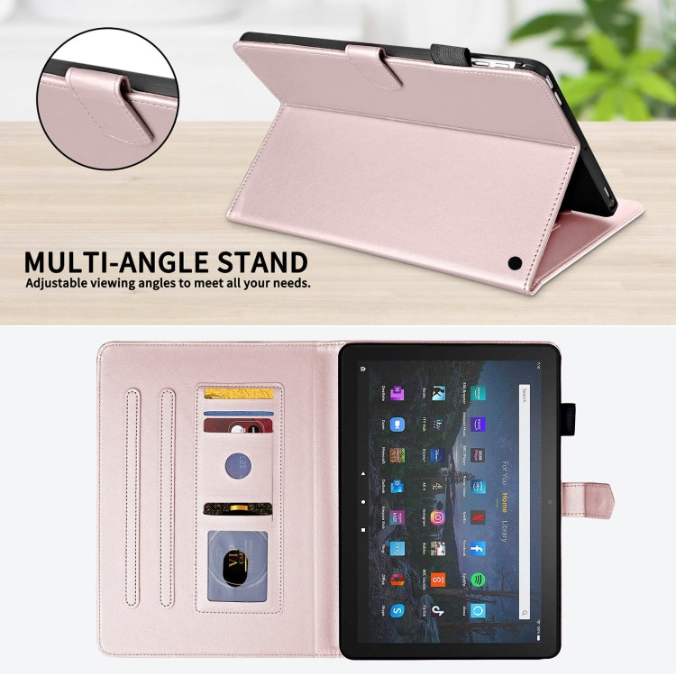 For Amazon Kindle Fire HD10 2023 Rhombus Lattice Leather Tablet Case(Rose Gold) - Amazon by PMC TechLife | Online Shopping South Africa | PMC TechLife | Buy Now Pay Later Mobicred