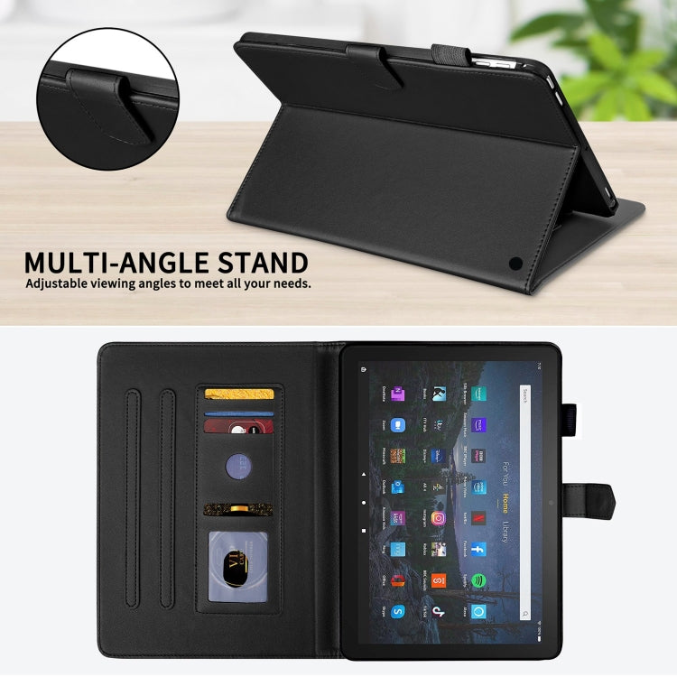 For Amazon Kindle Fire HD10 2023 Rhombus Lattice Leather Tablet Case(Black) - Amazon by PMC TechLife | Online Shopping South Africa | PMC TechLife | Buy Now Pay Later Mobicred