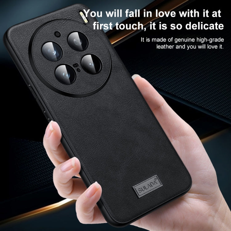 For vivo X100 Ultra SULADA Shockproof TPU + Handmade Leather Phone Case(Red) - vivo Cases by SULADA | Online Shopping South Africa | PMC Jewellery | Buy Now Pay Later Mobicred