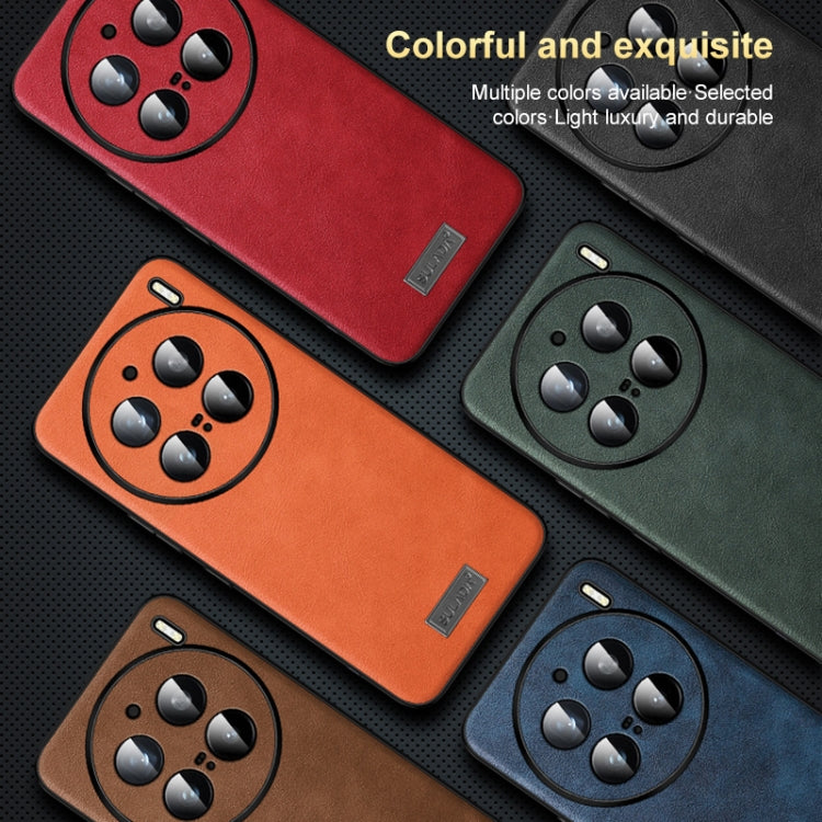 For vivo X100 Ultra SULADA Shockproof TPU + Handmade Leather Phone Case(Red) - vivo Cases by SULADA | Online Shopping South Africa | PMC Jewellery | Buy Now Pay Later Mobicred