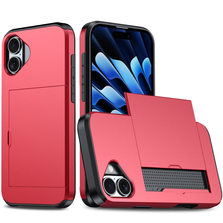 For iPhone 16 Shockproof Armor Phone Case with Card Slot(Red) - free shipping - PMC TechLife - Order now!